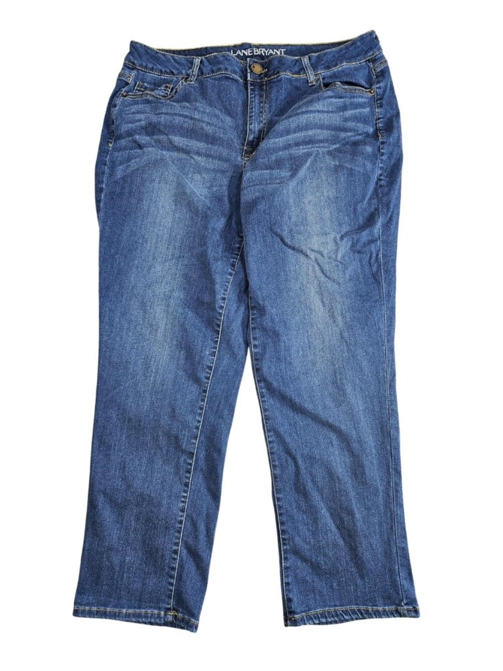 Lane Bryant Capri Jeans Womens 16 Blue Med Wash High Rise Stretch Denim